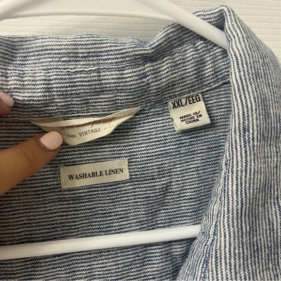 Women’s XXL (bundle of 2) Blue and white linen striped beach blouses - Picture 6 of 8